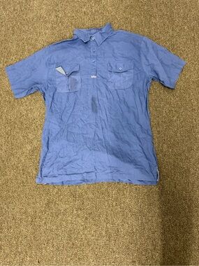 Blue Short-Sleeve Polo Shirt with Chest Pockets fubu mens size XL